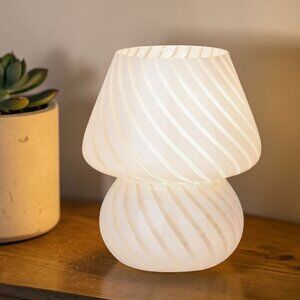 Mushroom Lamp Glass Table Bedside Lamp Translucent Murano Vintage Style Striped